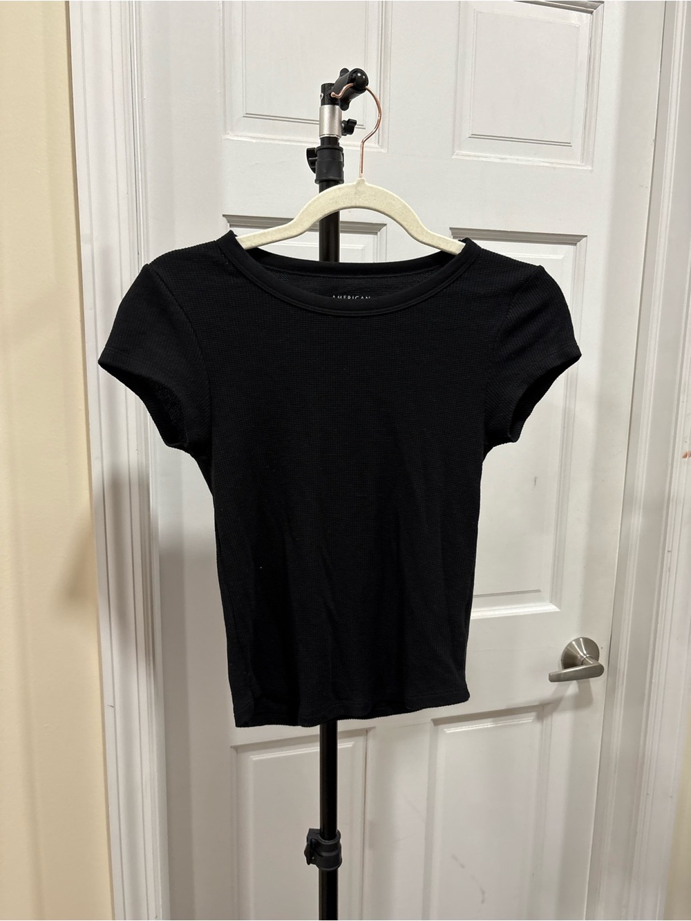 American Eagle Black Waffle Tee